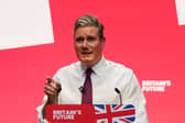 Sir Keir Starmer giving his speech in Liverpool. Credit: Getty