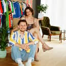 Serge Shcherbyn and Polina Vynohradova, owners of Stunner vintage football shirt shop in Manchester.
