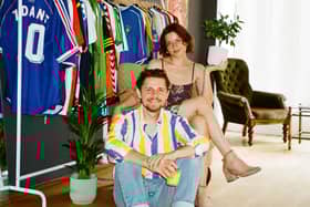 Serge Shcherbyn and Polina Vynohradova, owners of Stunner vintage football shirt shop in Manchester.