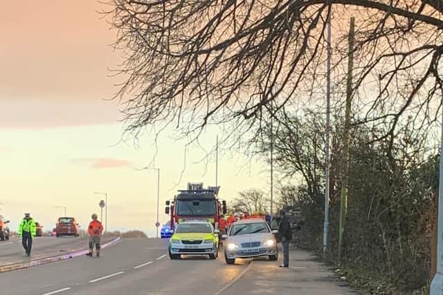 Emergency services attend a crash on Beaumont Road 