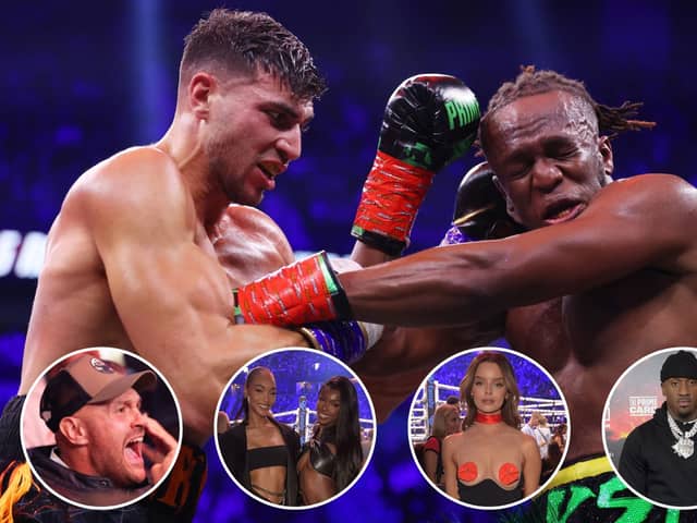 The stars were out for Tommy Fury's narrow win against KSI on Saturday night 