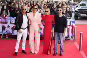 Britain's Got Talent Judges (L-R) Bruno Tonioli, Alesha Dixon, Amanda Holden and Simon Cowell pose during the "Britain's Got Talent" Photocall at The Lowry on February 08, 2023 in Manchester, England. (Photo by Dominic Lipinski/Getty Images)