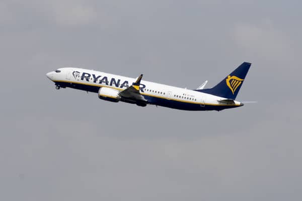 A Ryanair airplane takes off (Photo by HATIM KAGHAT/Belga/AFP via Getty Images)