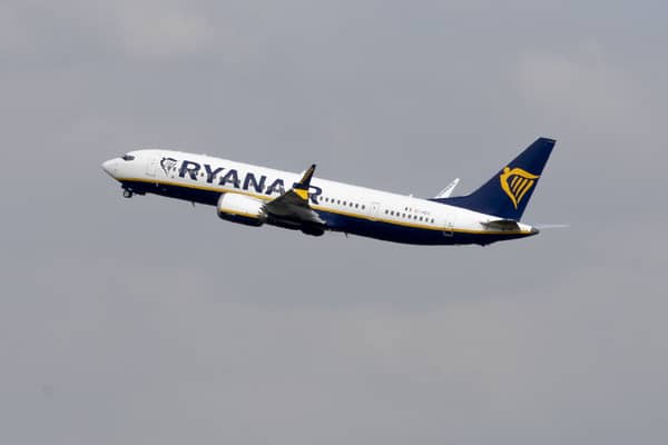 A Ryanair airplane takes off (Photo by HATIM KAGHAT/Belga/AFP via Getty Images)