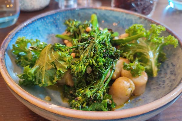 Homemade gnocchi with tarragon pesto at Greens in West Didsbury 