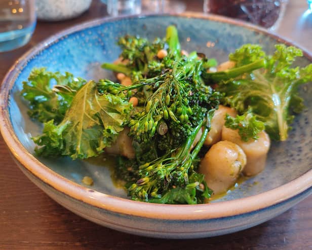 Homemade gnocchi with tarragon pesto at Greens in West Didsbury 