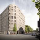 CGI view of proposed new student accommodation block as seen from Upper Brook Street, Manchester