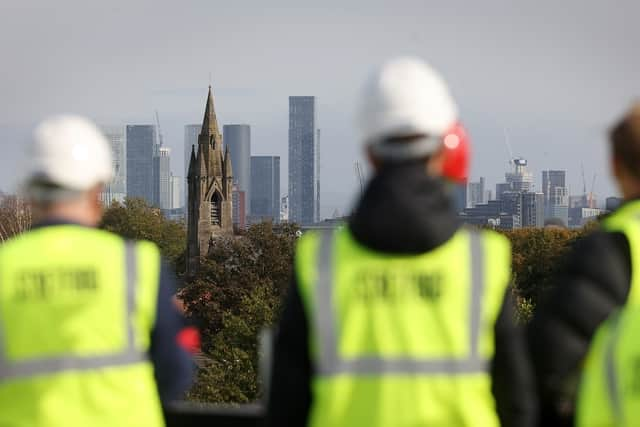 Panoramic views towards Manchester from the top of Stretford Mall\'s multi-storey car park (Photo: Sean Hansford)