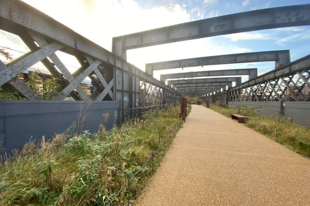 Castlefield Viaduct is a leafy walk above Manchester 