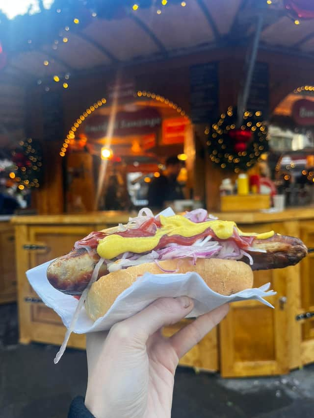 Bratwurst from Manchester Christmas Markets 2023