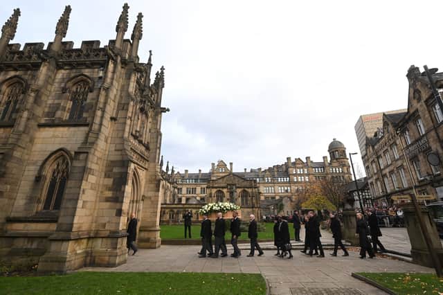Sir Bobby Charlton's funeral took place at Manchester Cathedral on Monday afternoon.