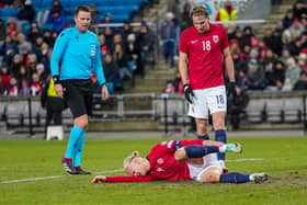 Erling Haaland was in evident pain during Norway's win over the Faroe Islands.