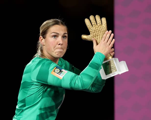 Mary Earps wins the FIFA Golden Glove award following the World Cup final