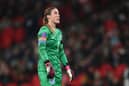 A dejected Mary Earps after England conceded the second goal in Friday's win over Netherlands. Cr. Getty Images