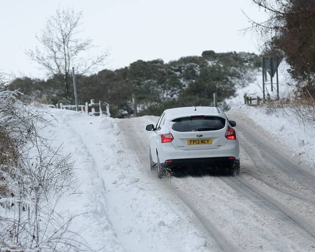 Driving in the snow.