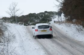 Driving in the snow.