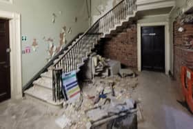 Damage inside the historic Woodbank Hall building in Stockport. Picture: John Fidler