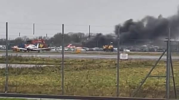 Cars on fire at Bristol Airport