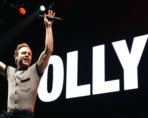 Olly Murs performs on stage during HITS Radio Live Manchester at AO Arena on November 11, 2022 in Manchester, England. (Photo by Dominic Lipinski/Getty Images for Bauer)