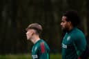 Tom Huddlestone, right, in action in Manchester United training on Monday