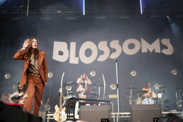 Singer Tom Ogden of Blossoms performs during day two of the Tramlines Festival 2021 at Hillsborough Park on July 24, 2021 in Sheffield, England. (Photo by Christopher Furlong/Getty Images)