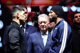 Dmitry Bivol and Lyndon Arthur face off ahead of their big fight in Saudi Arabia 