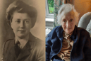 Terry serving in the British Army in 1946 aged 22, Terry in October 2023 in her home aged 99.