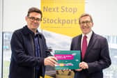 Greater Manchester Mayor Andy Burnham and Stockport council leader Mark Hunter after a roundtable meeting on bringing the tram to Stockport. 