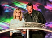 Caroline Aherne with friend and colleague Craig Cash at the 20th BRIT Awards with Mastercard, Earls Court Exhibition Centre, London, UK, Friday 03 March 2000