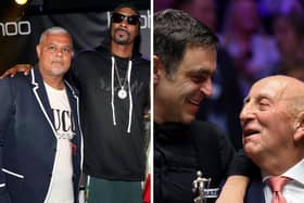 Mahmud Kamani, left with Snoop Dogg, and Fred Done, right, with Ronnie O'Sullivan, are two of the wealthiest people in Greater Manchester 