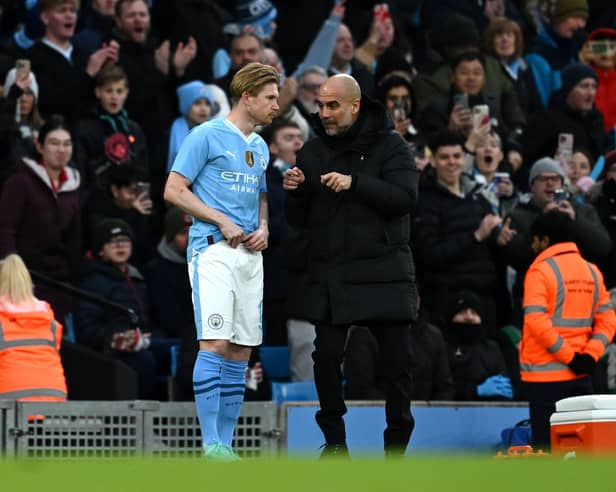Pep Guardiola said he is delighted to have Kevin De Bruyne back as Manchester City beat Huddersfield Town.