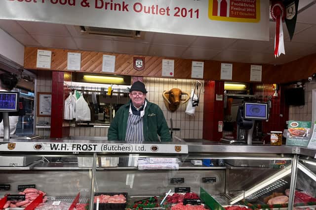 Peter at W.H. Frost Butchers in Chorlton precinct, which is soon to be demolished.
