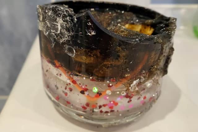 What the candle looked like after going up in flames 