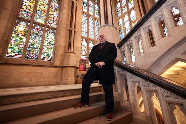 Councillor Neil Emmott, leader of Rochdale Borough Council, inside the newly refurbished Rochdale Town Hall. Picture: Kenny Brown/Manchester Evening News