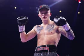 Campbell Hatton celebrates victory over Jamie Sampson in Liverpool in October 