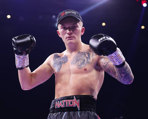 Campbell Hatton celebrates victory over Jamie Sampson in Liverpool in October 