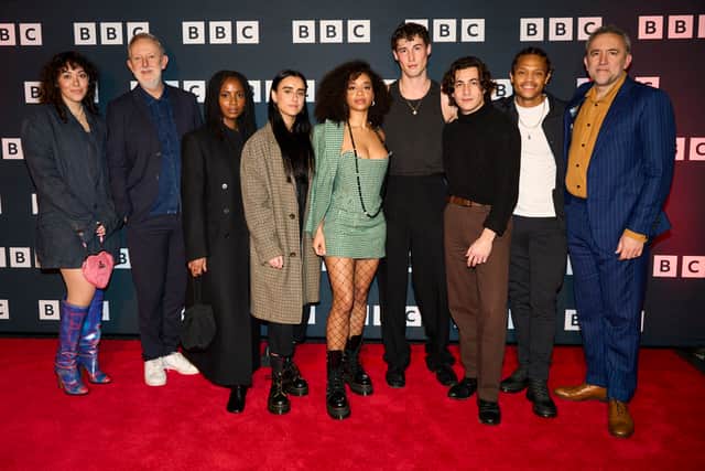 Domino Day cast at the premiere in Manchester. Credit: BBC