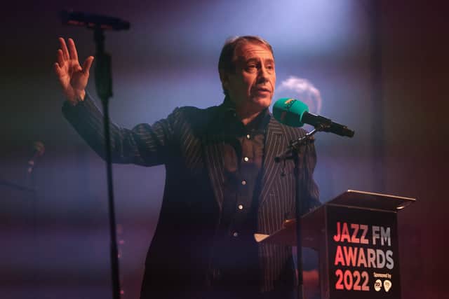 Jools Holland, winner of the Impact Award speaks on stage during the Jazz FM Awards at Shoreditch Town Hall on October 20, 2022 in London, England. (Photo by Luke Walker/Getty Images for Bauer)