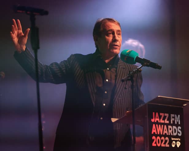 Jools Holland, winner of the Impact Award speaks on stage during the Jazz FM Awards at Shoreditch Town Hall on October 20, 2022 in London, England. (Photo by Luke Walker/Getty Images for Bauer)
