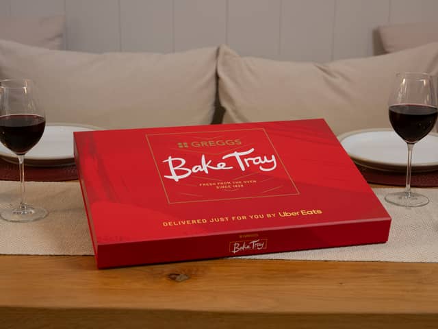 Greggs and Uber Eats have "coupled up" to release the "Bake Tray" for Valentine's Day.