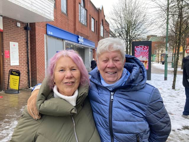 “It’s crap and there’s nothing here, they’re doing up elsewhere but not us," says Hyde resident Linda Harrison (left), who was on the way to shop in Ashton instead with her friend Denise (right). Credit: LDRS