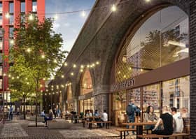 A CGI image of what a new microbrewery in the railway arches on Gorton Street in Salford could look like if approved. Copyright: PL North Bridge. 
