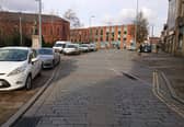 A picture of cars parked on public pavements in Stockport town centre. Picture: Martin Bain. 