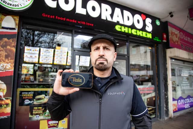 Amanj Ali, 41, at his chicken shop business Colorado's in Bury, Manchester. Picture: SWNS