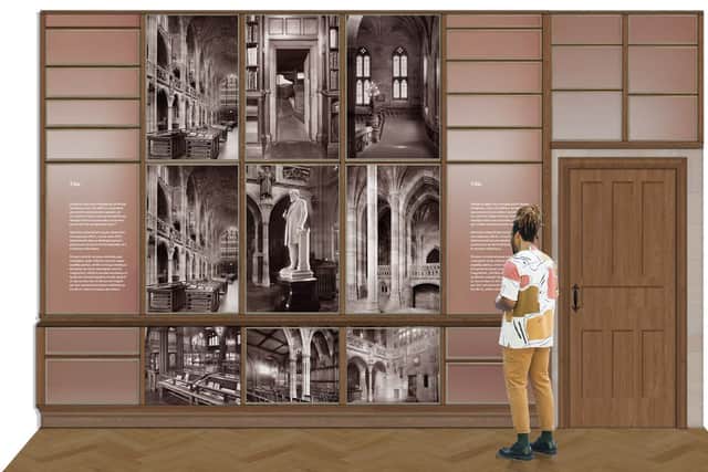How bookshelves might look at the John Rylands. Picture: Nissen Richards Studio