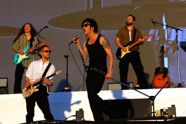 Matty Healy of The 1975 performs during the closing day of Lollapalooza Chile 2023 at Parque Cerrillos on March 19, 2023 in Santiago, Chile. (Photo by Marcelo Hernandez/Getty Images)