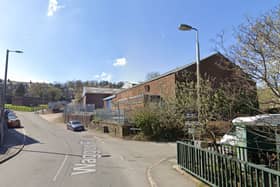 Delapidated warehouse site off Waggon Road, Mossley