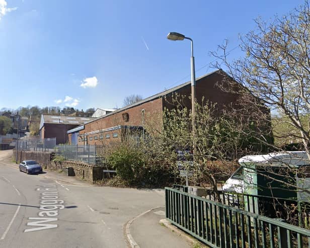 Delapidated warehouse site off Waggon Road, Mossley