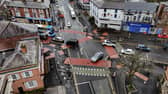 An aerial view of the new cycle lane crossroads where Wilbraham Road meets Barlow Moor Road in Chorlton. Picture: William Lailey/SWNS