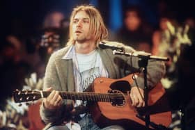 Kurt Cobain during the iconic Nirvana MTV Unplugged performance in 1993. 